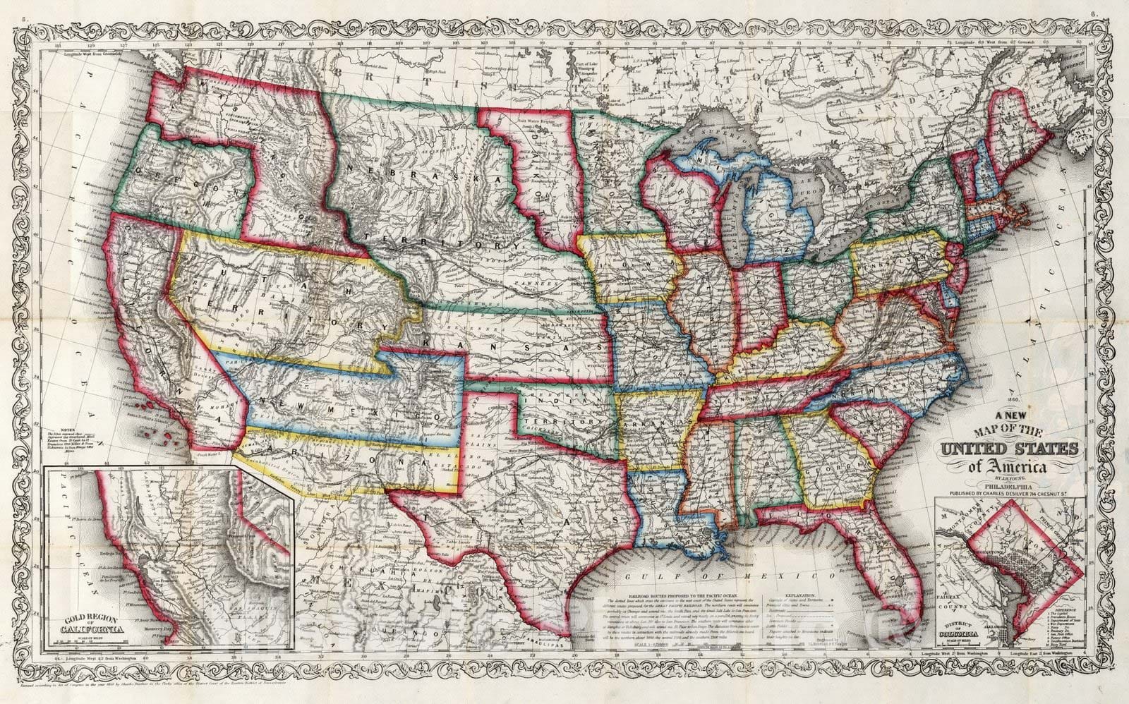 Historic Map : Guide Book, United States 1860 v1