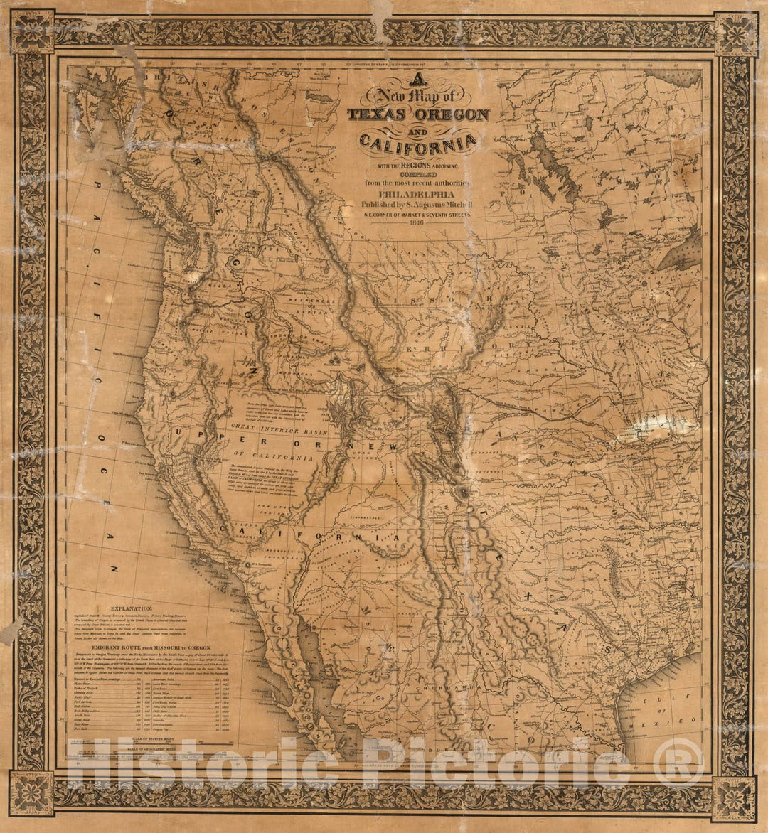 Historic Map : A New Map of Texas Oregon and California With The Regions Adjoining, 1846 v2