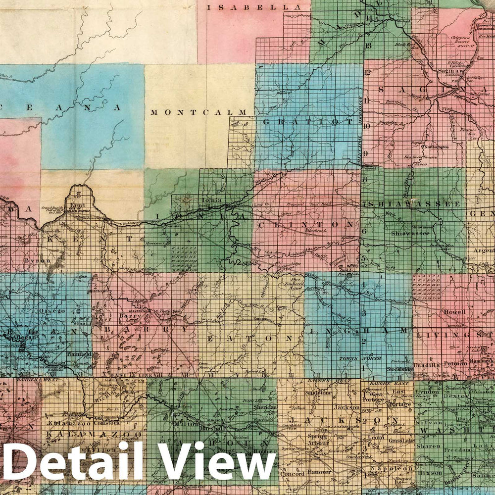 Historic Map : Map of The Surveyed Part of Michigan, 1837 - Vintage Wall Art