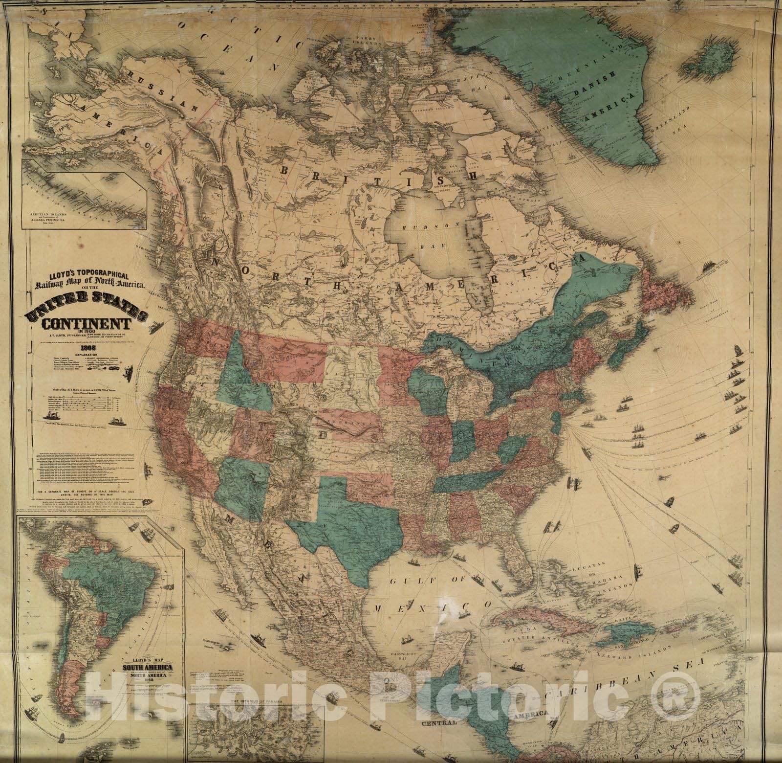 Historic Map : Map of North America, 1868 - Vintage Wall Art