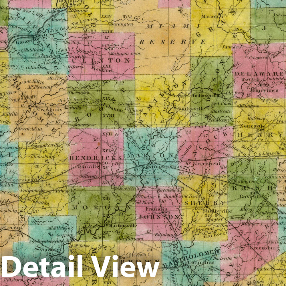 Historic Map : Pocket Map, Indiana 1839 - Vintage Wall Art