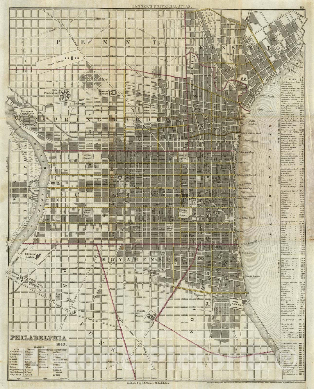 Historic Map : Guide Book, Philadelphia 1840 - Vintage Wall Art