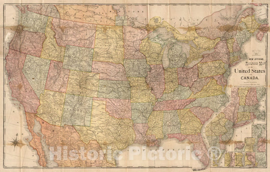 Historic Map : Pocket Map, United States And Canada 1883 v1