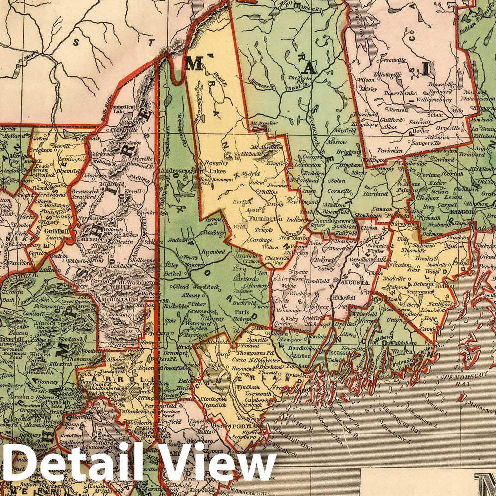 Historic Map : Map of New England, 1847 - Vintage Wall Art