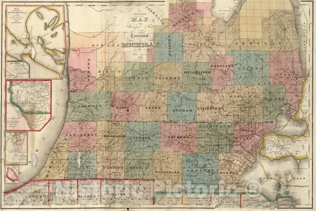 Historic Map : Map of Michigan, 1836 - Vintage Wall Art