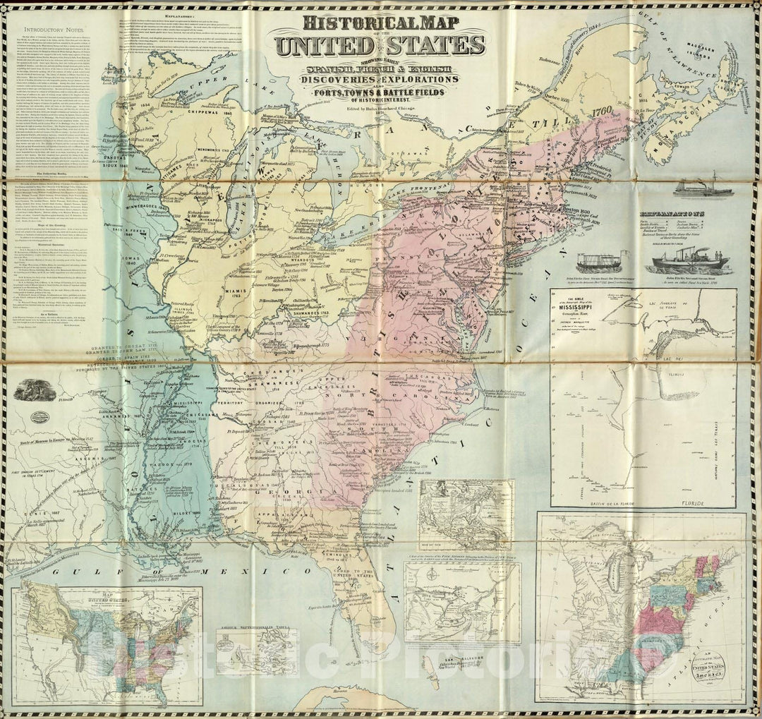 Historic Map : Historical Map of The United States, 1876 - Vintage Wall Art