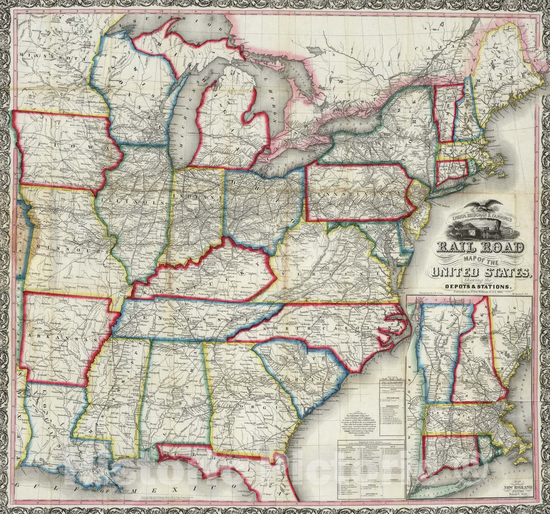 Historic Map : Road Map of The United State, 1860 - Vintage Wall Art