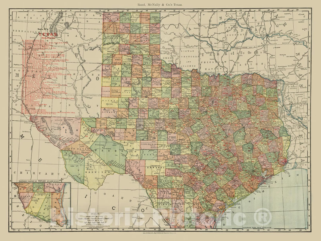 Historic Map - Pocket Map, Texas 1902 - Vintage Wall Art