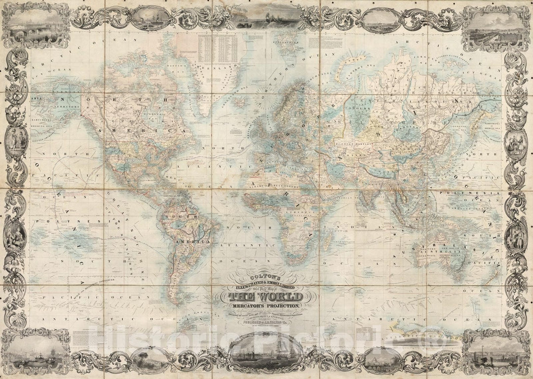 Historic Map : Map of the World, 1857 - Vintage Wall Art