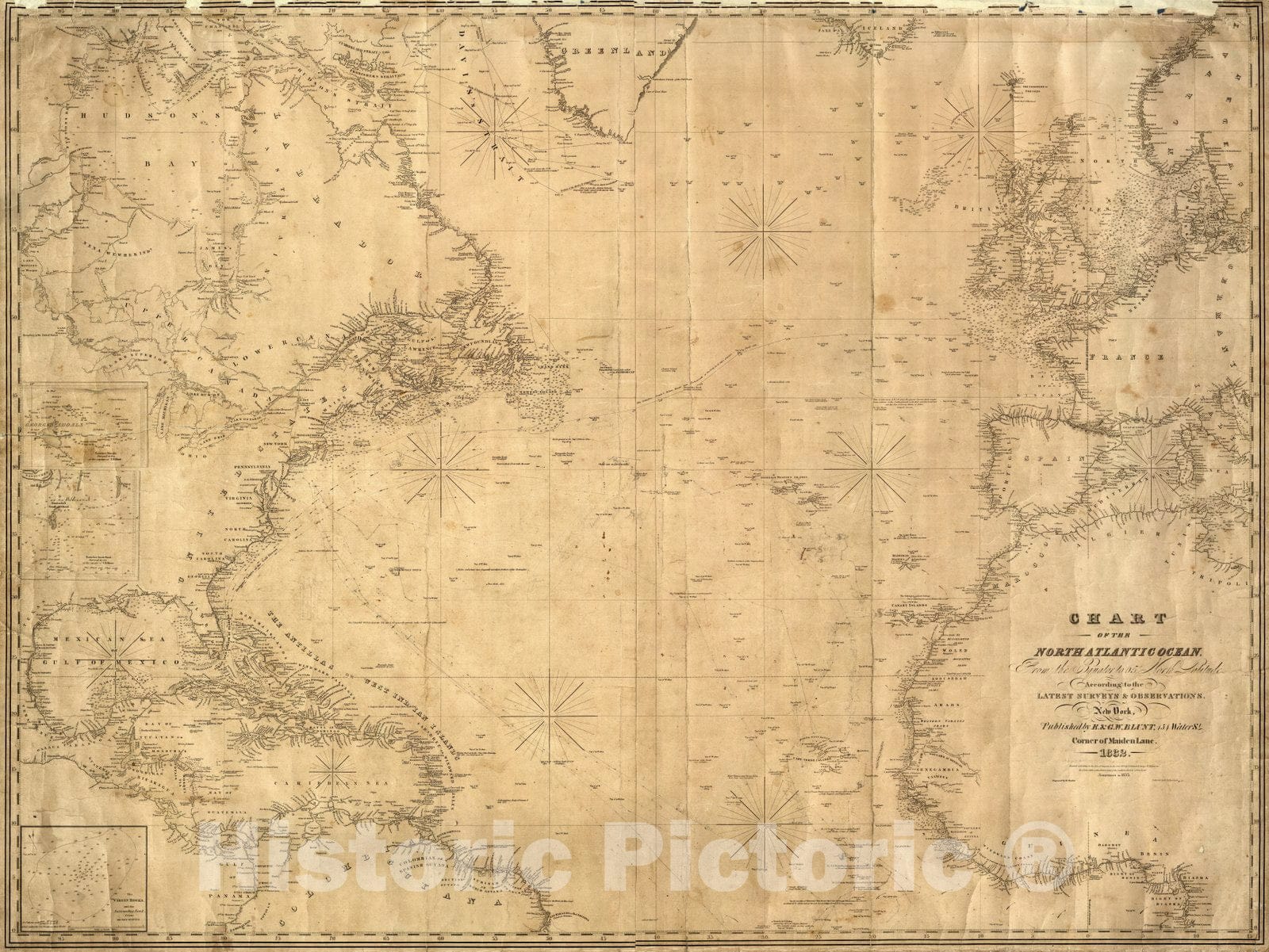 Historic Map : North Atlantic Ocean. 1835 - Vintage Wall Art