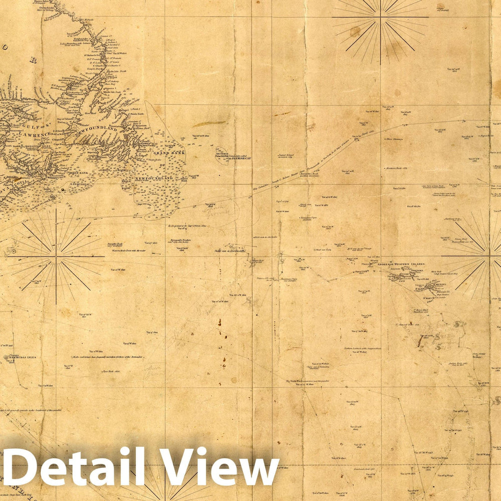 Historic Map : North Atlantic Ocean. 1835 - Vintage Wall Art