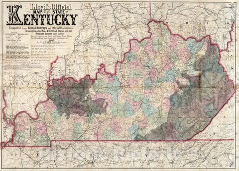 Historic Map : Lloyd's official Map of The State of Kentucky, 1863 v2