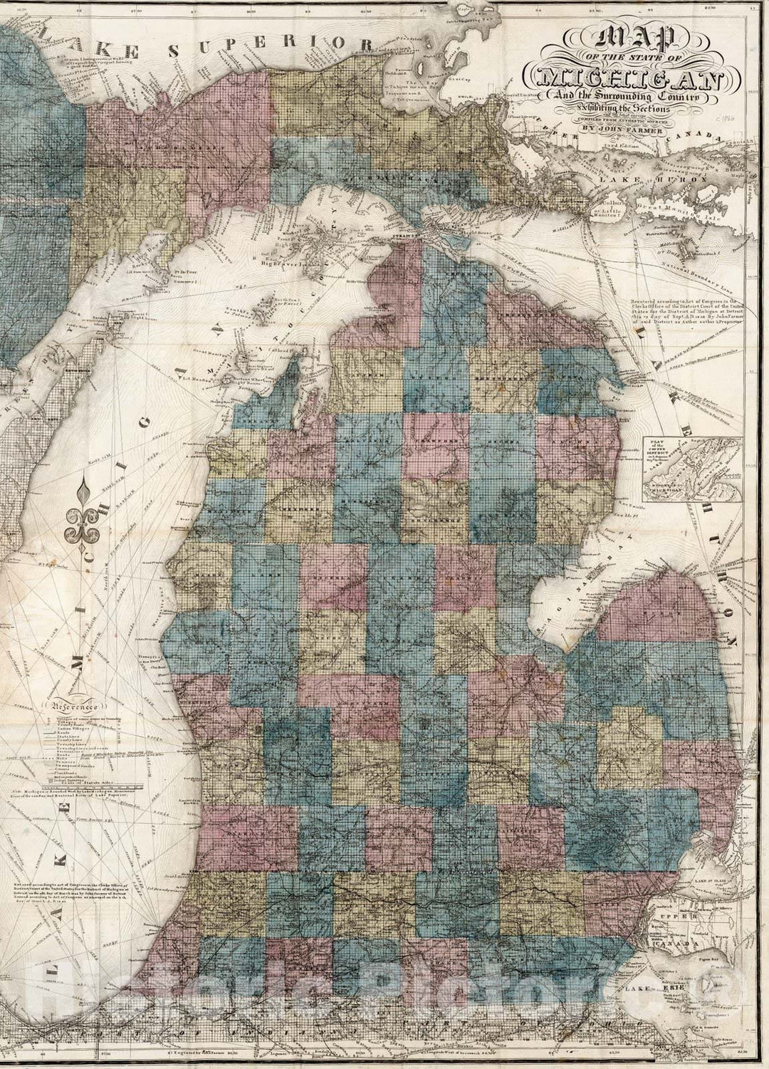 Historic Map : Map of The State of Michigan And the Surrounding Country, 1866 - Vintage Wall Art