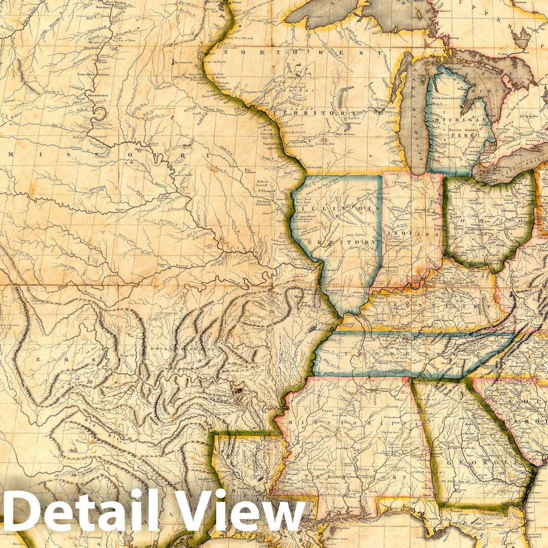 Historic Map : Composite: Map of the United States with the contiguous British & Spanish Possessions, 1816 - Vintage Wall Art