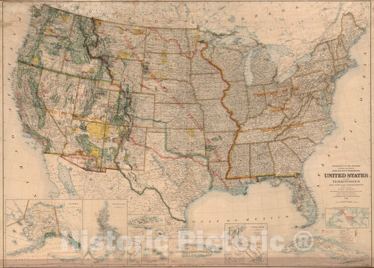 Historic Map : Wall Map, United States Including Territories and Insular Possessions 1913 - Vintage Wall Art