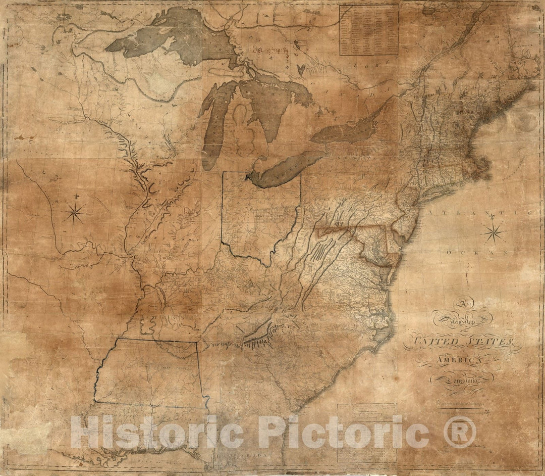 Historic Map : A New Map of the United States, 1806 - Vintage Wall Art