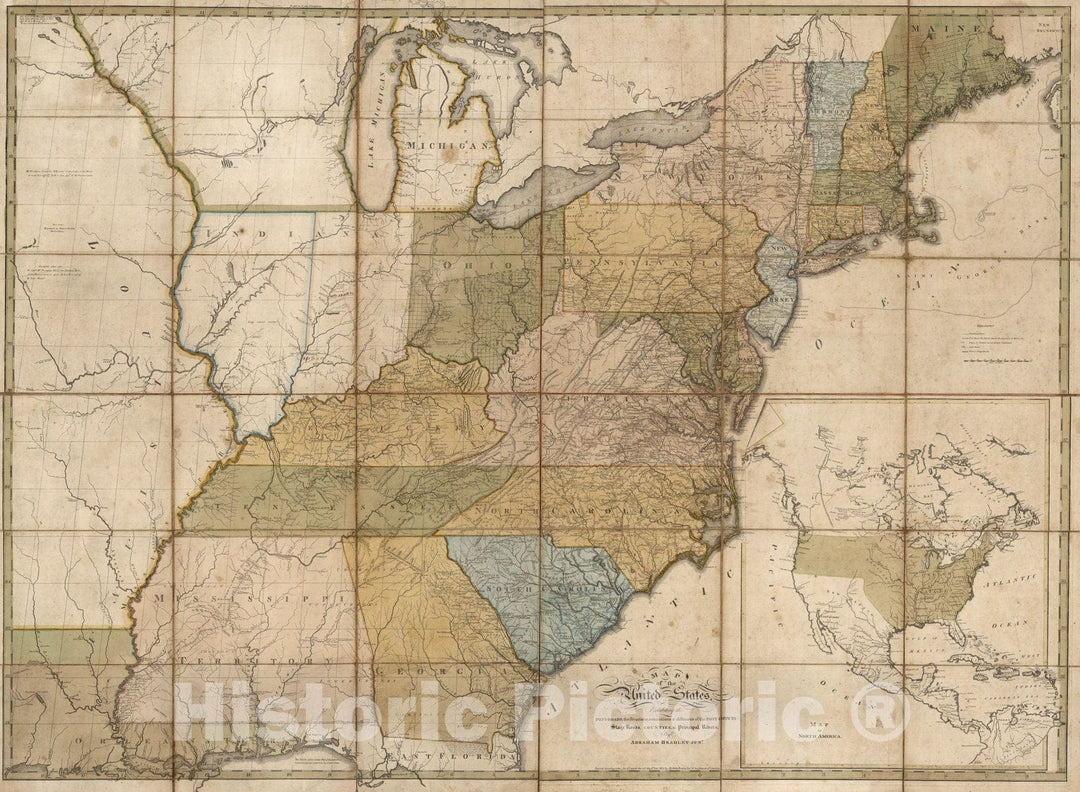 Historic Map : Map of the United States, 1805 - Vintage Wall Art