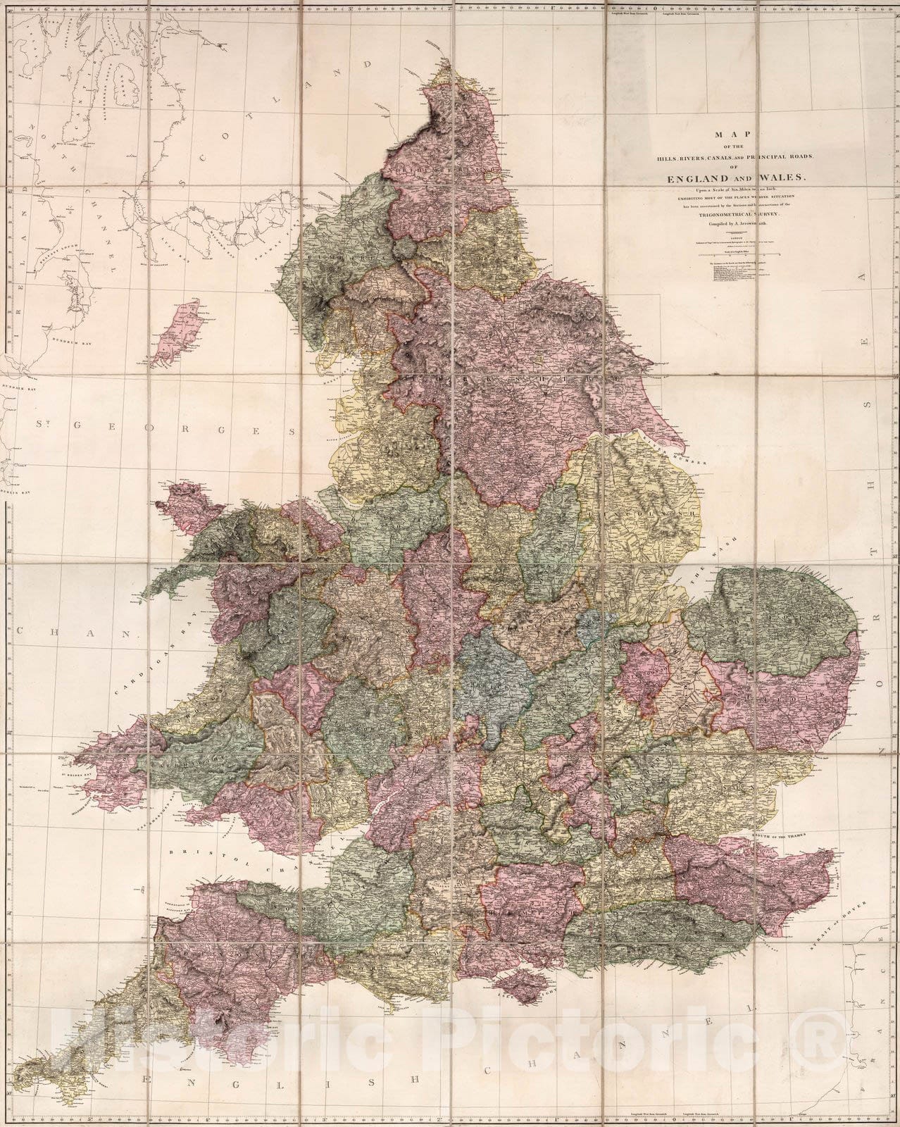 Historic Map : Map of England and Wales, 1820 - Vintage Wall Art