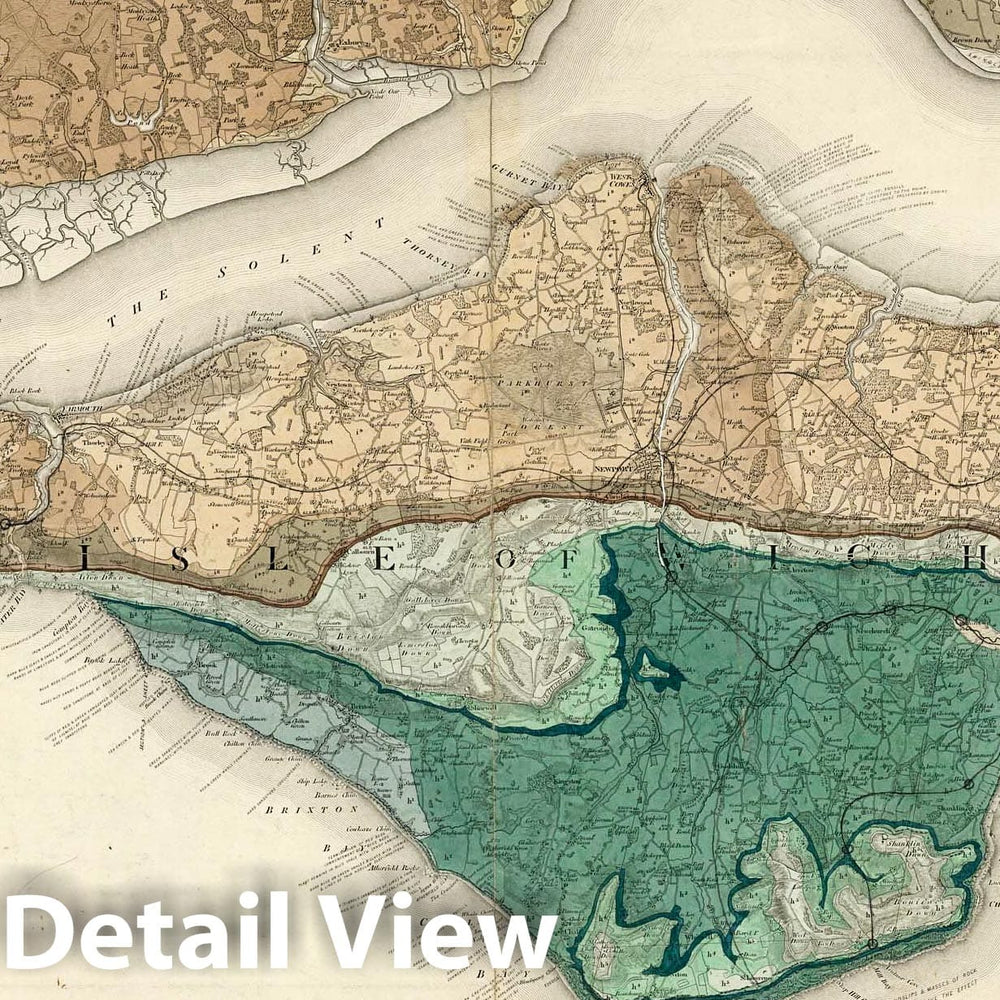 Historic Map : Geologic Atlas Map, 10. Isle of Wight. 1856 - Vintage Wall Art