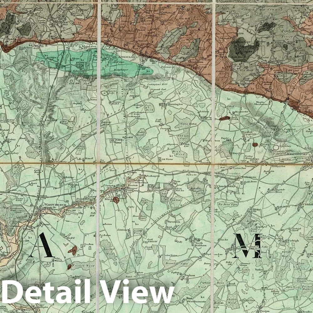 Historic Map : Geologic Atlas Map, 12. Basingstoke. 1885 - Vintage Wall Art