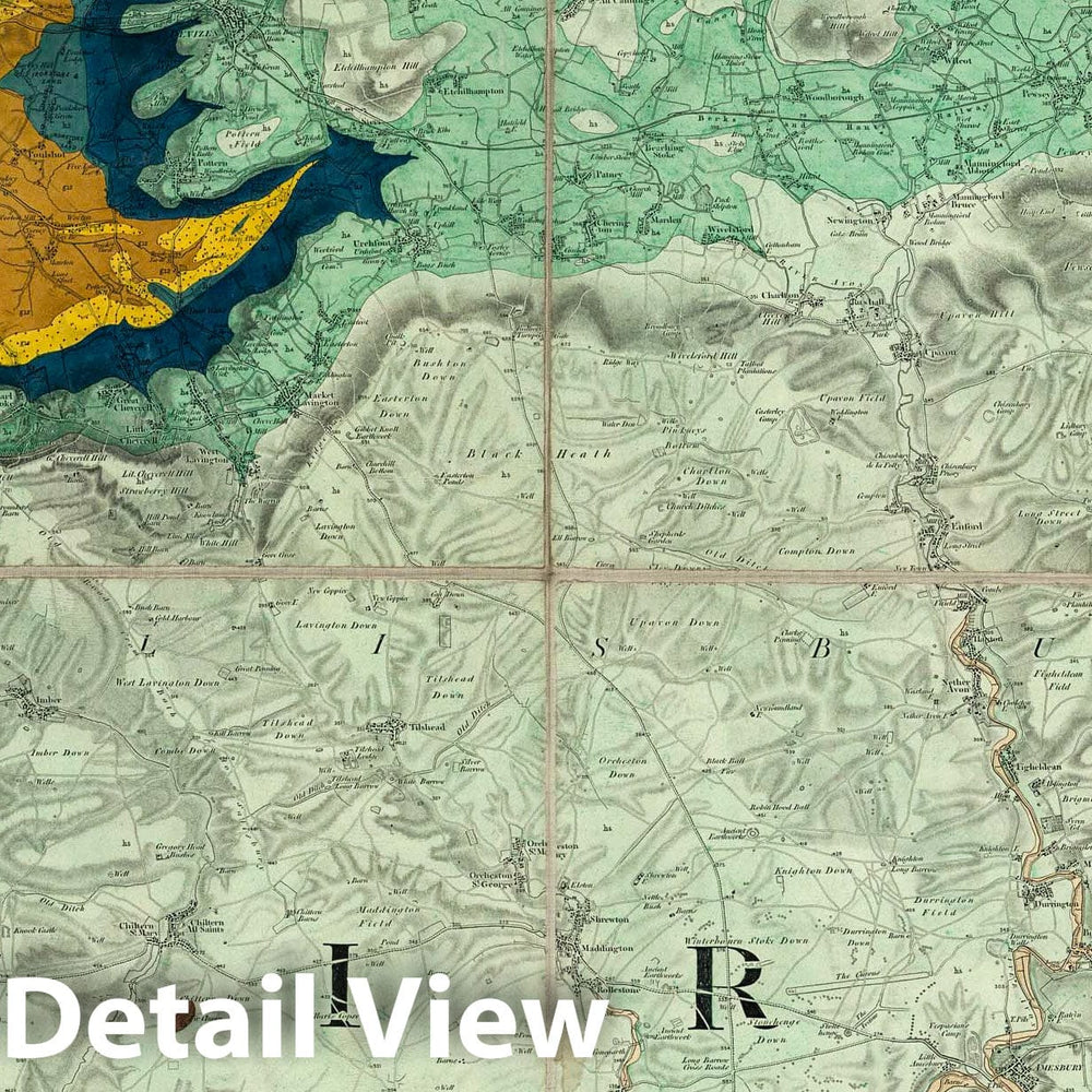 Historic Map : Geologic Atlas Map, 14. Devizes. 1882 - Vintage Wall Art