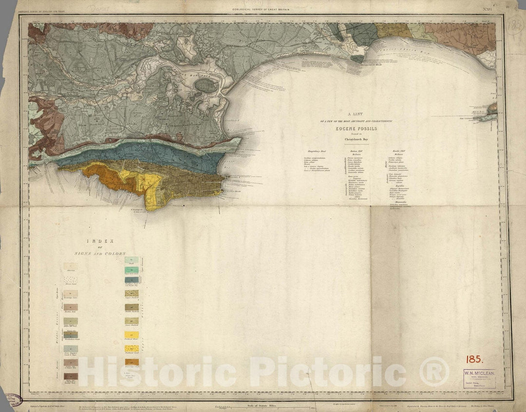 Historic Map : England, Geologic Atlas Map, 16. Poole. 1888 , Vintage Wall Art