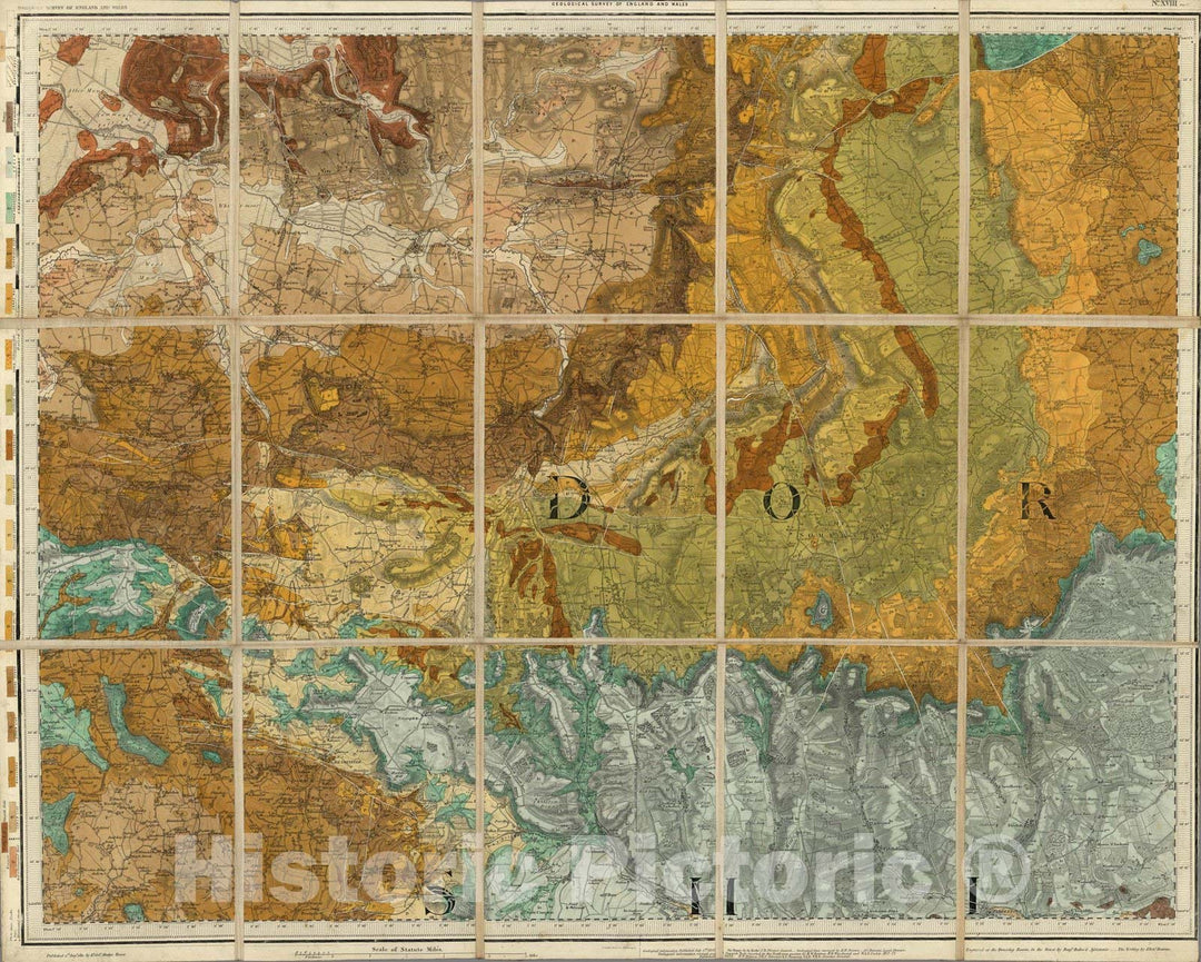 Historic Map : Geologic Atlas Map, 18. Sherborne. 1875 - Vintage Wall Art