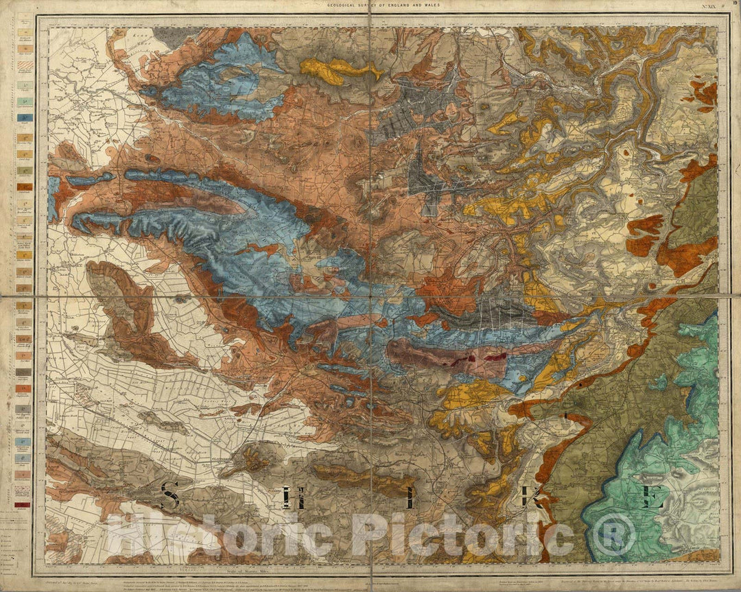 Historic Map : Geologic Atlas Map, 19. Bath & Wells. 1899 - Vintage Wall Art