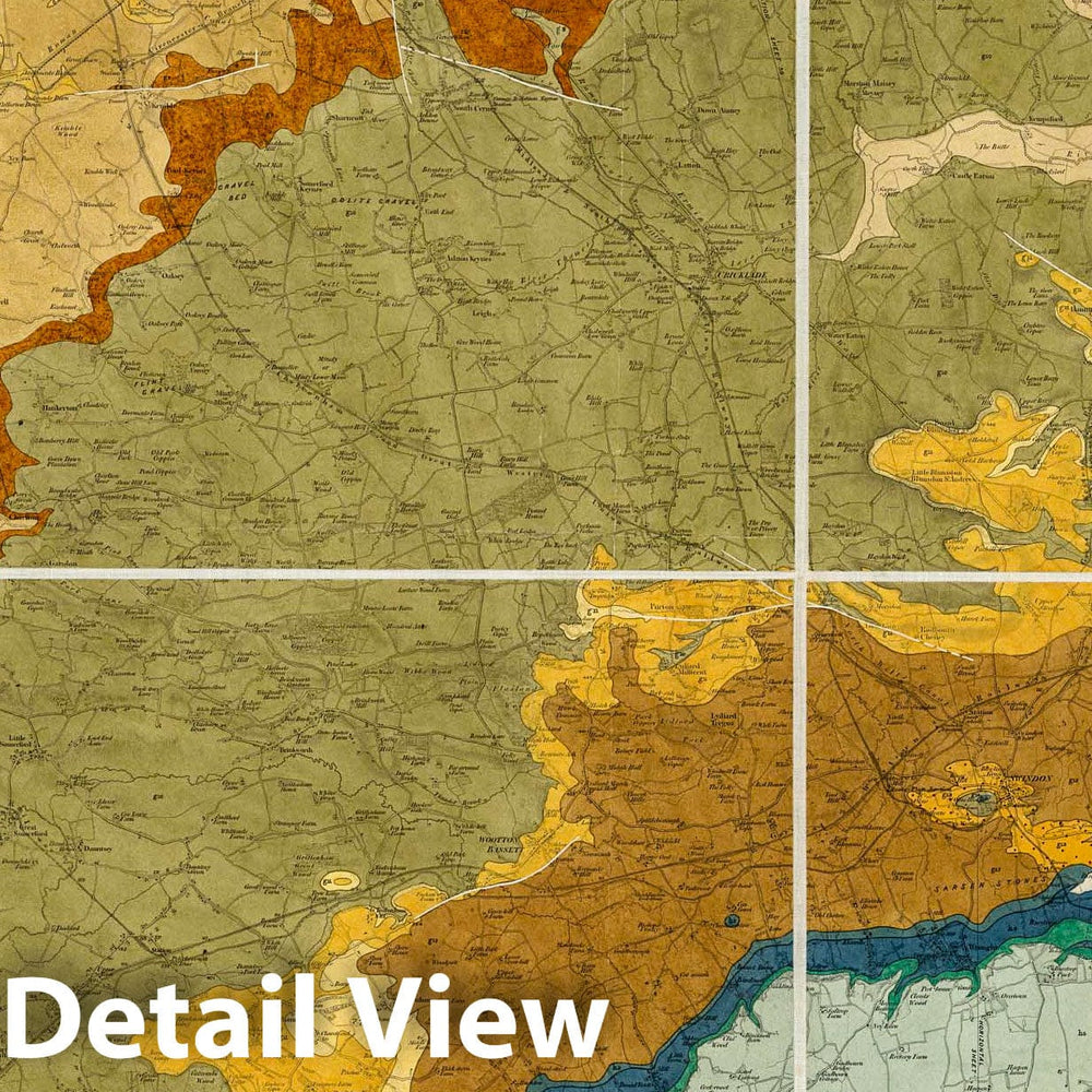 Historic Map : Geologic Atlas Map, 34. Cirencester. 1890 - Vintage Wall Art