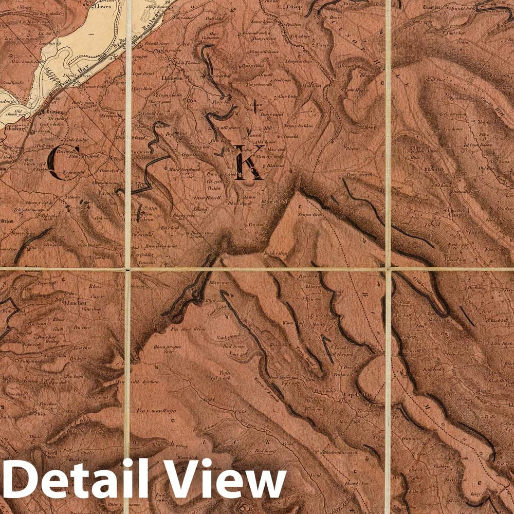 Historic Map : England, Geologic Atlas Map, 42. Brecon, NE Quad. 1850 , Vintage Wall Art