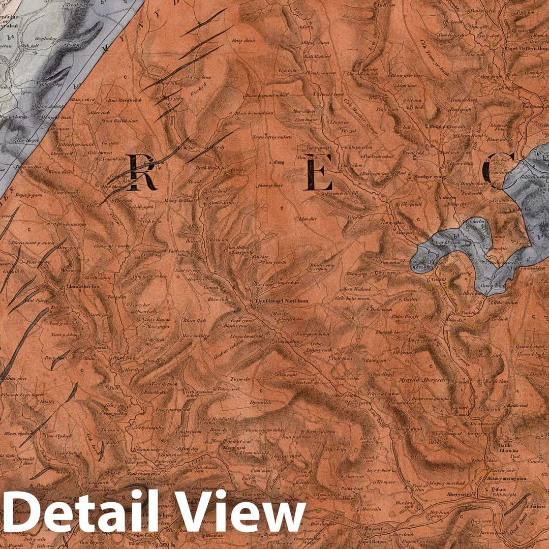 Historic Map : Geologic Atlas Map, 42. Brechnock, Brecon, NW Quad. 1857 - Vintage Wall Art