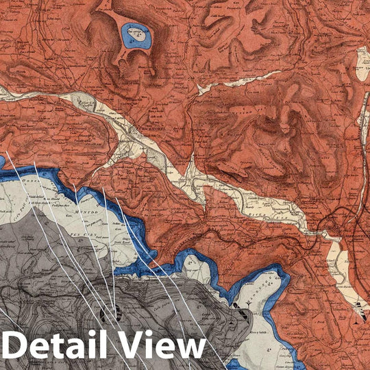 Historic Wall Map : Great Britain, Geologic Atlas Map, 42. Brecon, SE Quad. 1857 , Vintage Wall Art