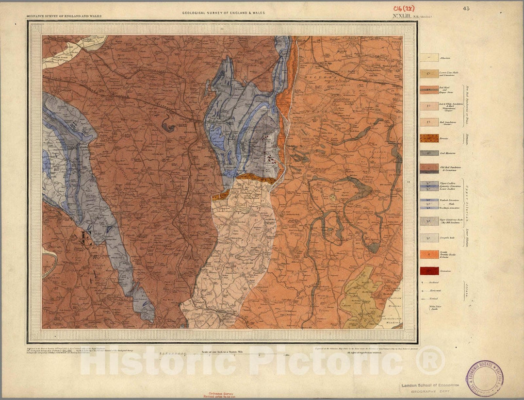 Historic Map : Geologic Atlas Map, 43. Little Malvern, Hereford, NE Quad. 1855 - Vintage Wall Art