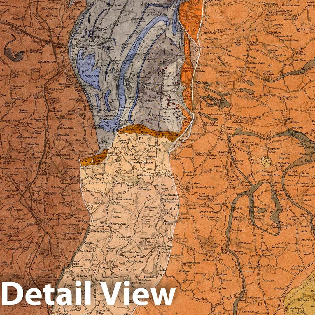 Historic Map : Geologic Atlas Map, 43. Little Malvern, Hereford, NE Quad. 1855 - Vintage Wall Art