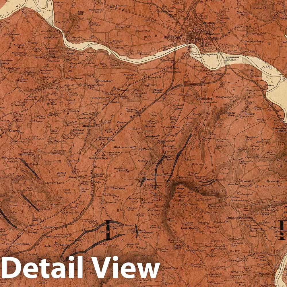 Historic Wall Map : Geologic Atlas Map, 43. Hereford, NW Quad. 1882 - Vintage Wall Art