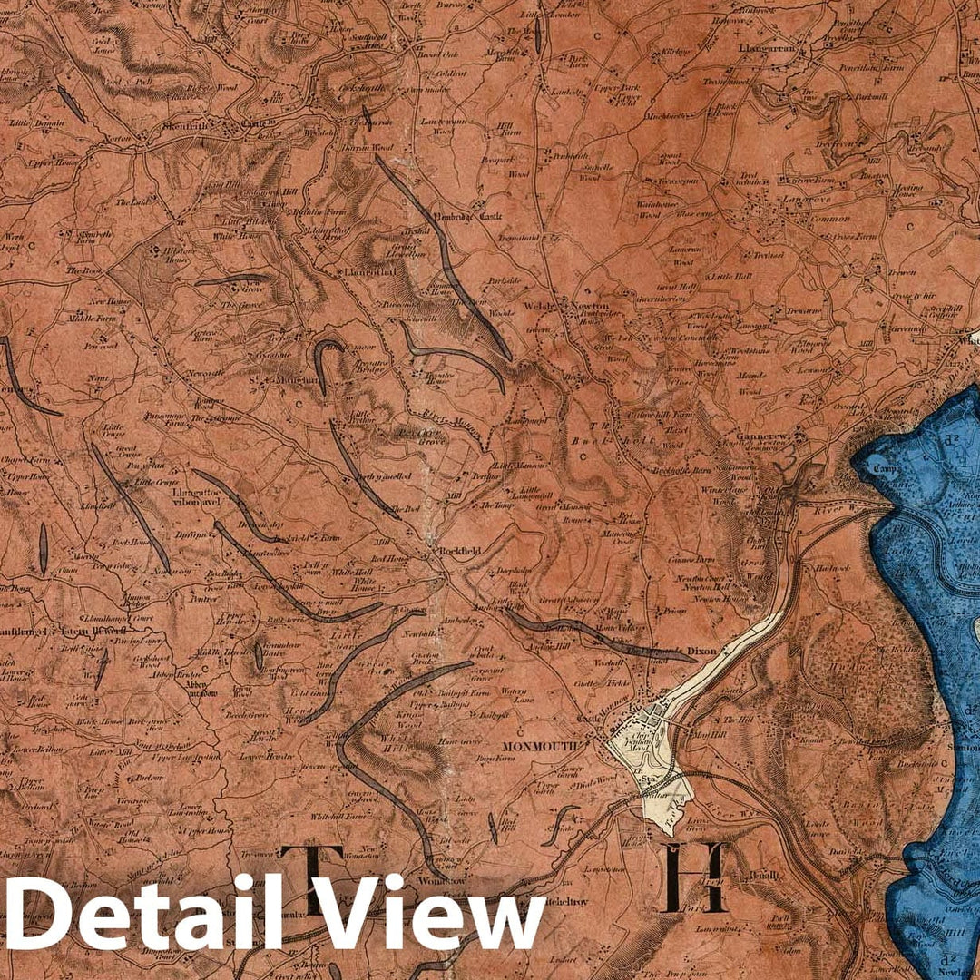 Historic Map : Geologic Atlas Map, 43. Monmouth, Hereford, SW Quad. 1883 - Vintage Wall Art