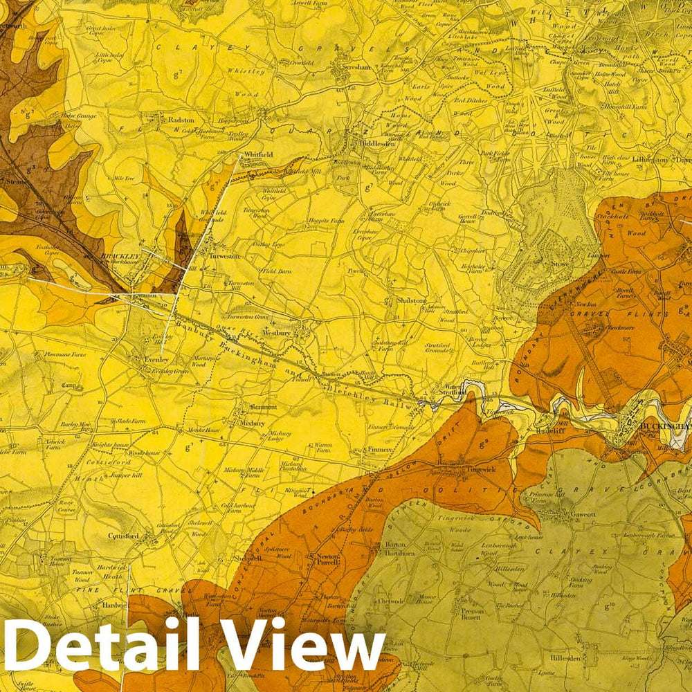 Historic Wall Map : Geologic Atlas Map, 45. Banbury, NE Quad. 1890 - Vintage Wall Art