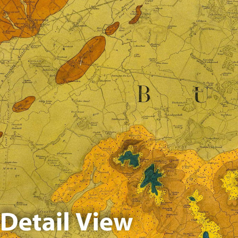 Historic Map : Geologic Atlas Map, 45. Banbury, SE Quad. 1863 - Vintage Wall Art