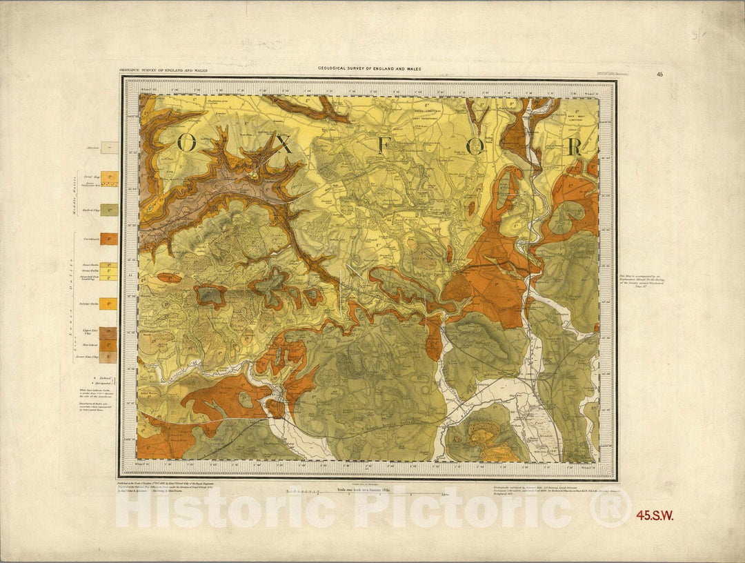 Historic Map : Geologic Atlas Map, 45. Blenheim, Banbury, SW Quad. 1871 - Vintage Wall Art