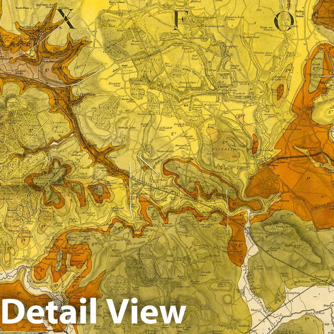 Historic Map : Geologic Atlas Map, 45. Blenheim, Banbury, SW Quad. 1871 - Vintage Wall Art