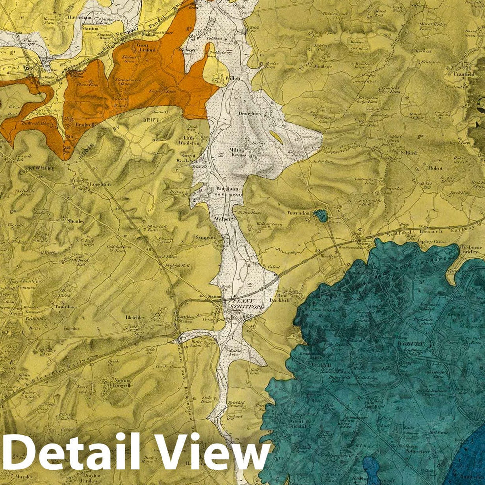 Historic Map : Geologic Atlas Map, 46. Woburn, NW Quad. 1864 - Vintage Wall Art