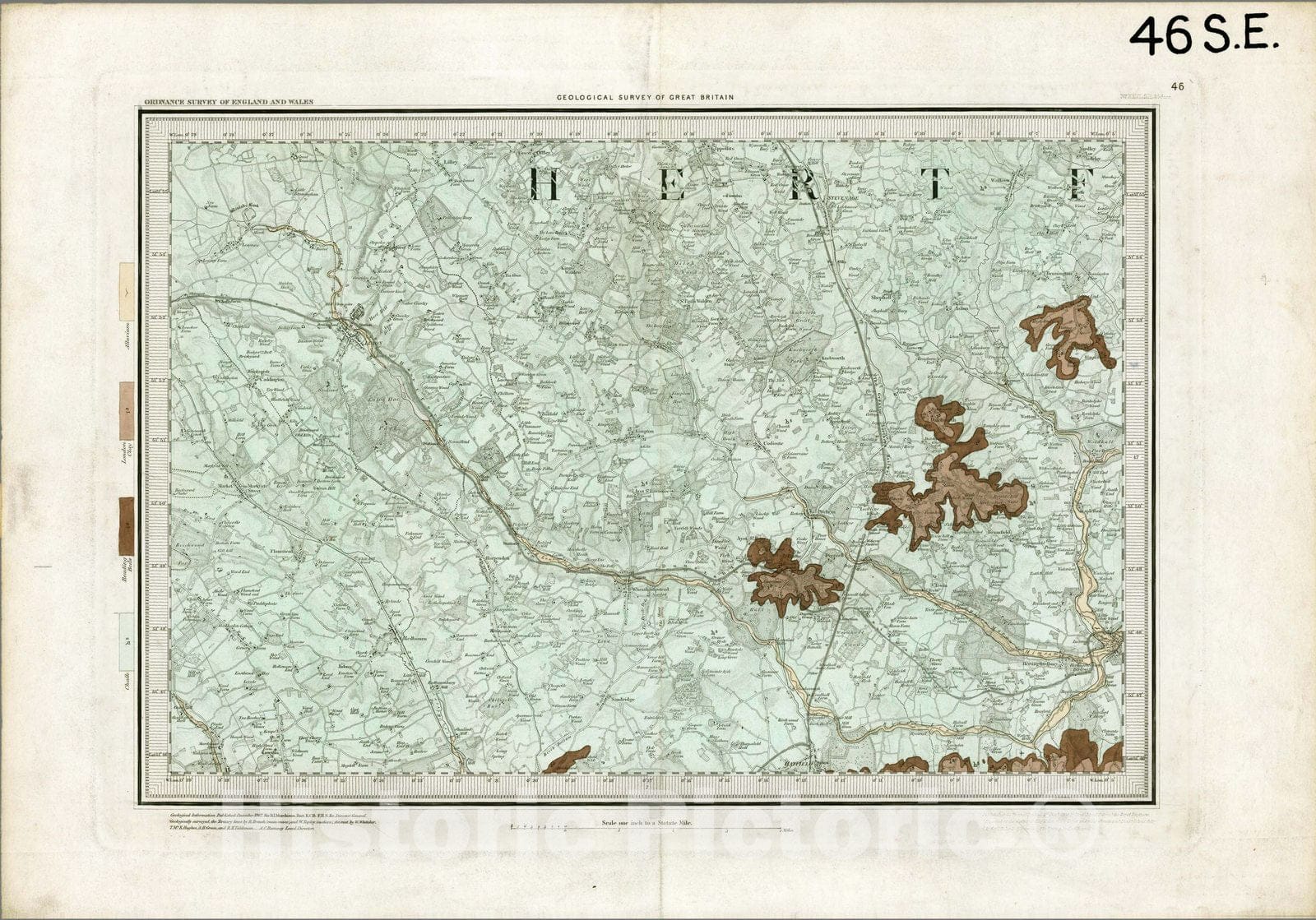 Historic Map : Geologic Atlas Map, 46. Woburn, SE Quad. 1867 - Vintage Wall Art