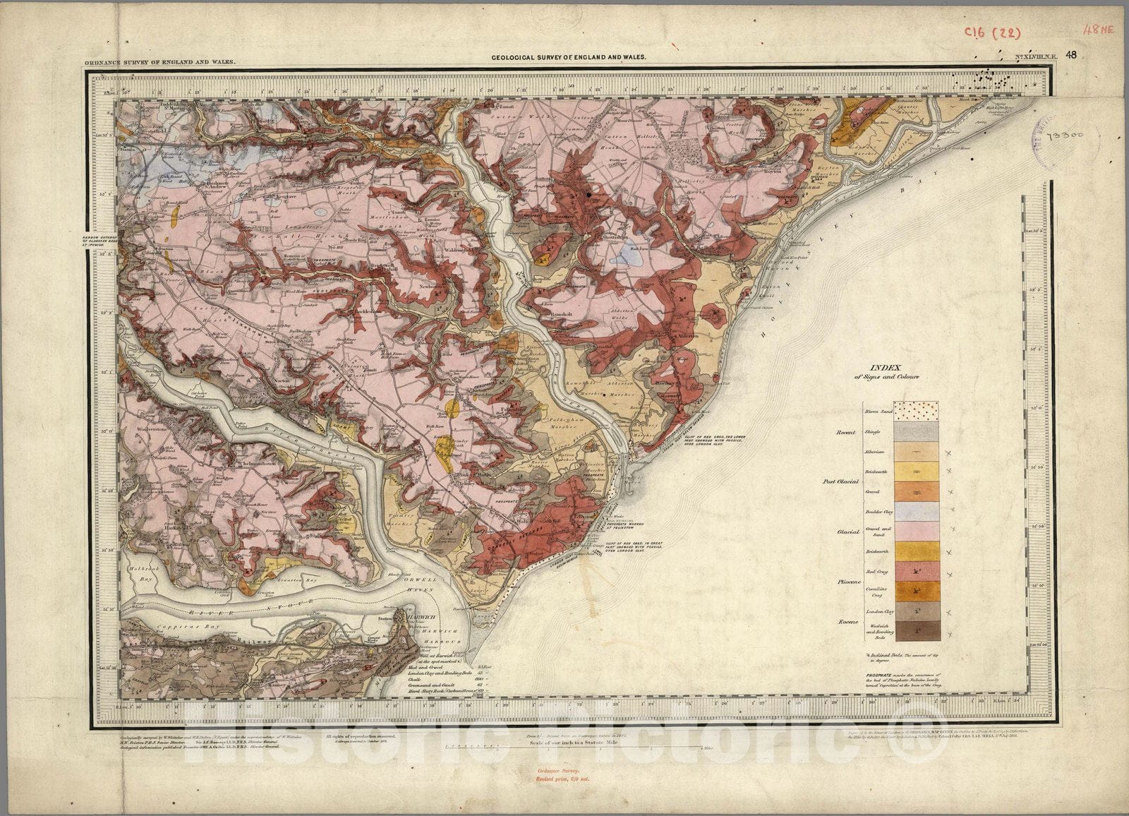 Historic Map : Geologic Atlas Map, 48. Felixstone, Colchester, NE Quad. 1882 - Vintage Wall Art