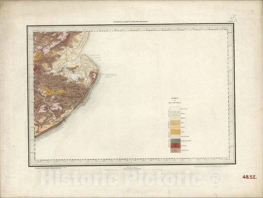 Historic Map : England, Geologic Atlas Map, 48. Cole, Colchester, SE Quad. 1876 , Vintage Wall Art