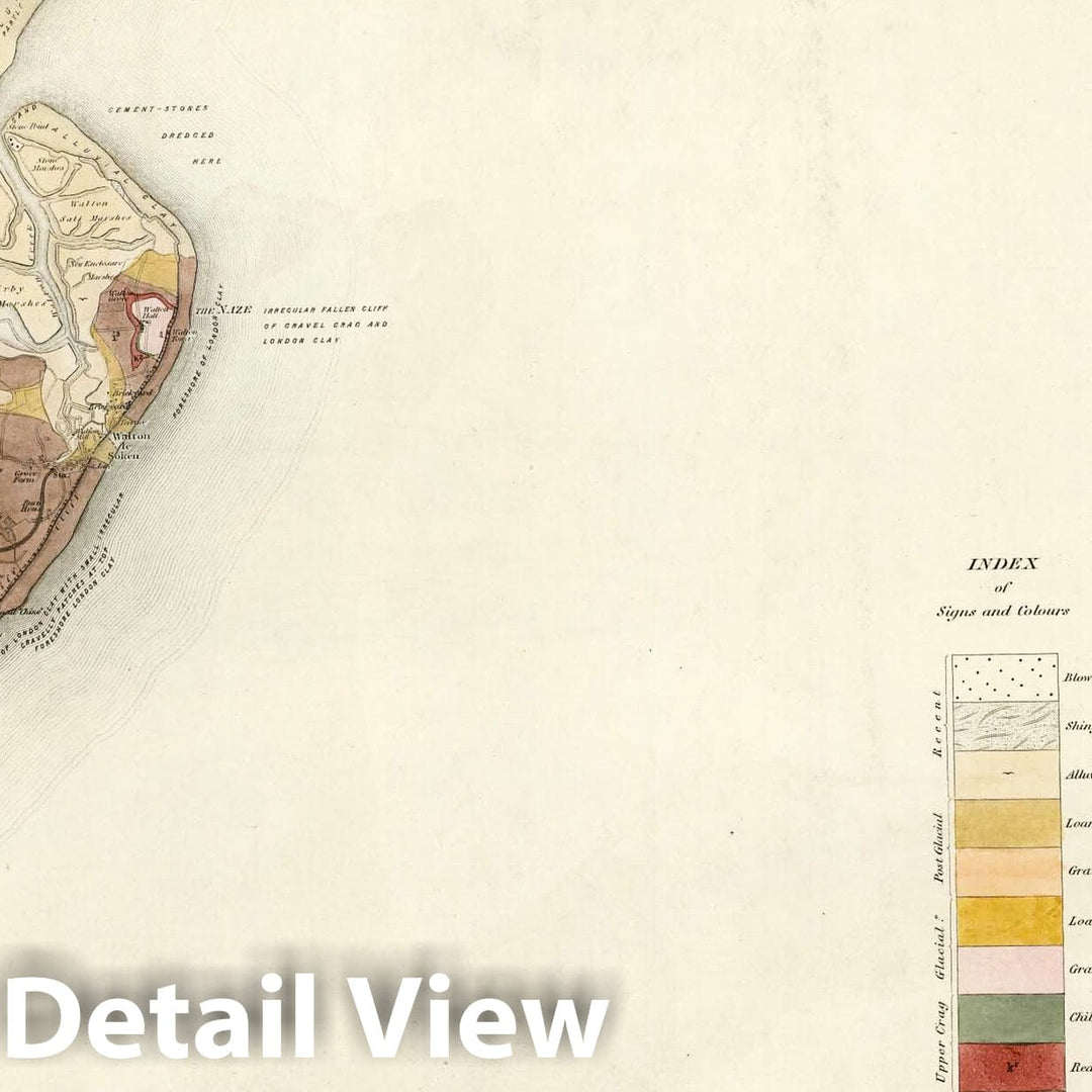 Historic Map : England, Geologic Atlas Map, 48. Cole, Colchester, SE Quad. 1876 , Vintage Wall Art