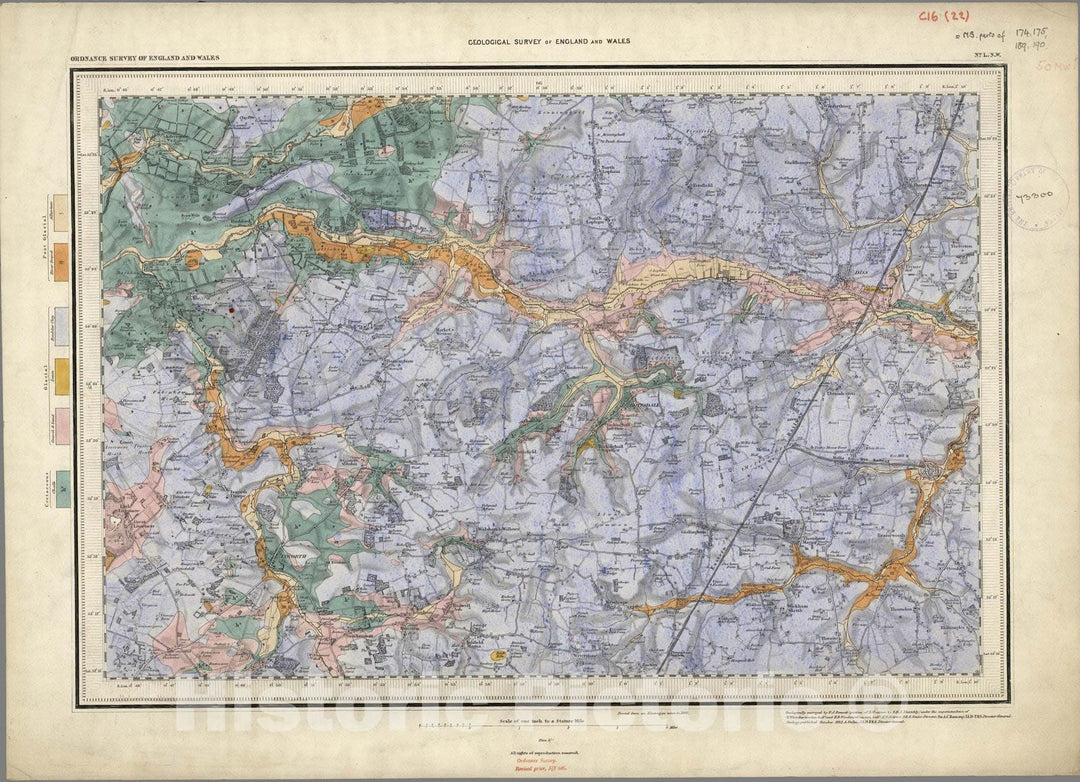 Historic Map : Geologic Atlas Map, 50. Fakenham, Eye, NW Quad. 1882 - Vintage Wall Art