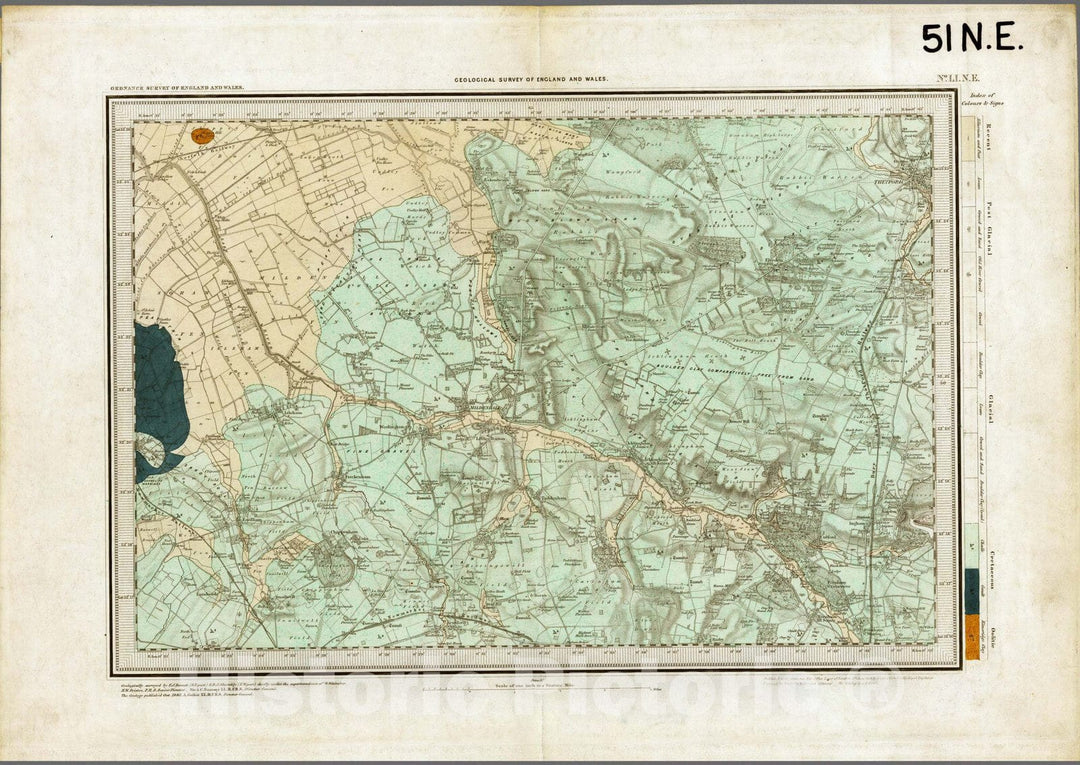 Historic Map : Geologic Atlas Map, 51. Cambridge, NE Quad. 1883 - Vintage Wall Art