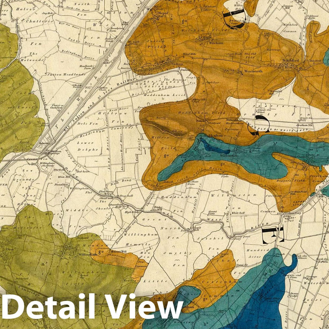 Historic Map : Geologic Atlas Map, 51. Ely, Cain, Cambridge, NW Quad. 1882 - Vintage Wall Art