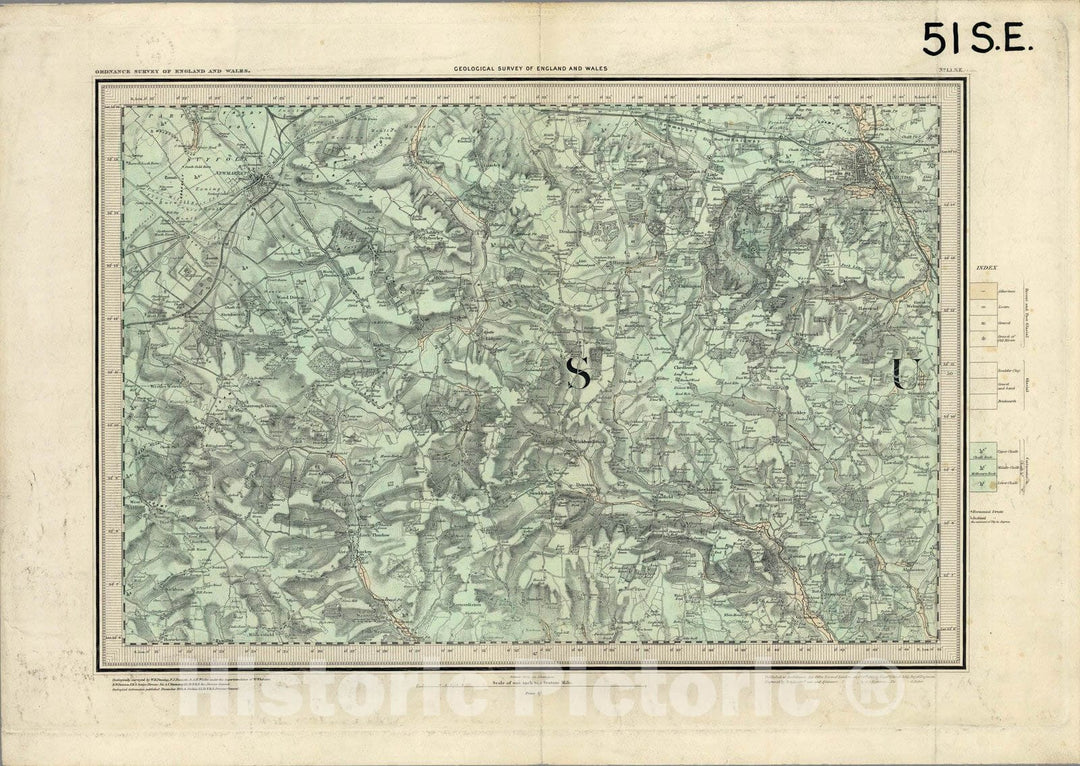 Historic Wall Map : Geologic Atlas Map, 51. Cambridge, SE Quad. 1882 - Vintage Wall Art