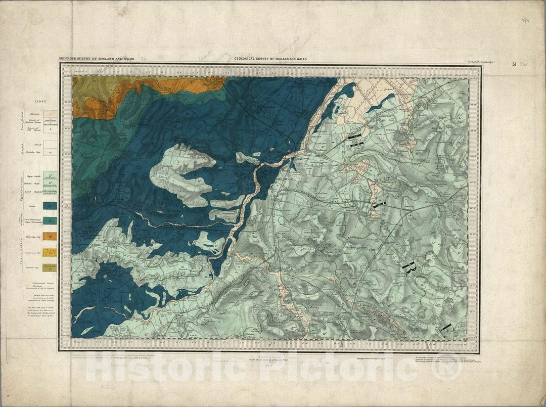 Historic Map : Geologic Atlas Map, 51. Cambridge, SW Quad. 1881 - Vintage Wall Art